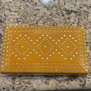 Aldo Mustard Yellow Studded Clutch